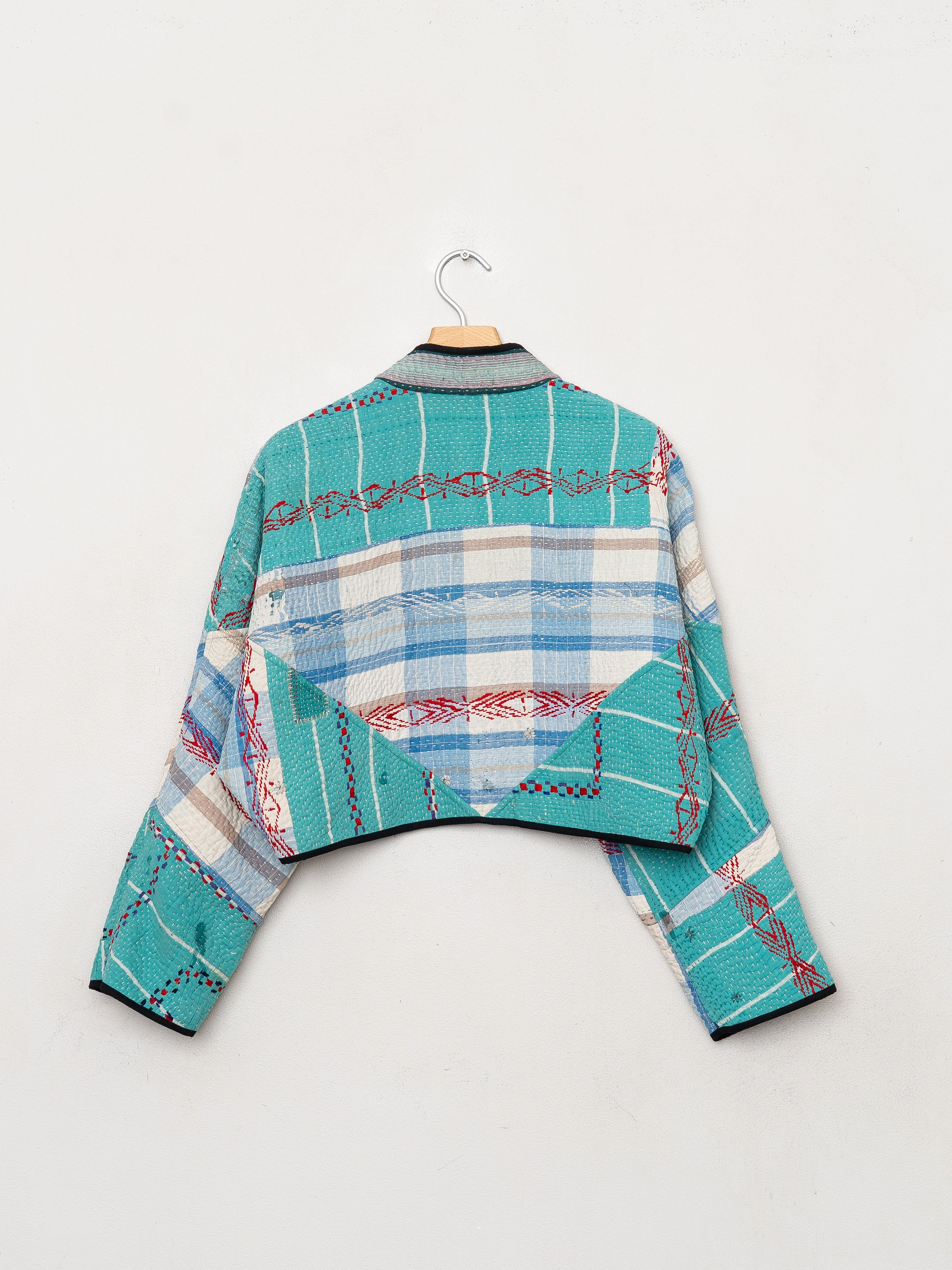 The Kaira Cropped Quilted Patchwork Kantha Jacket
