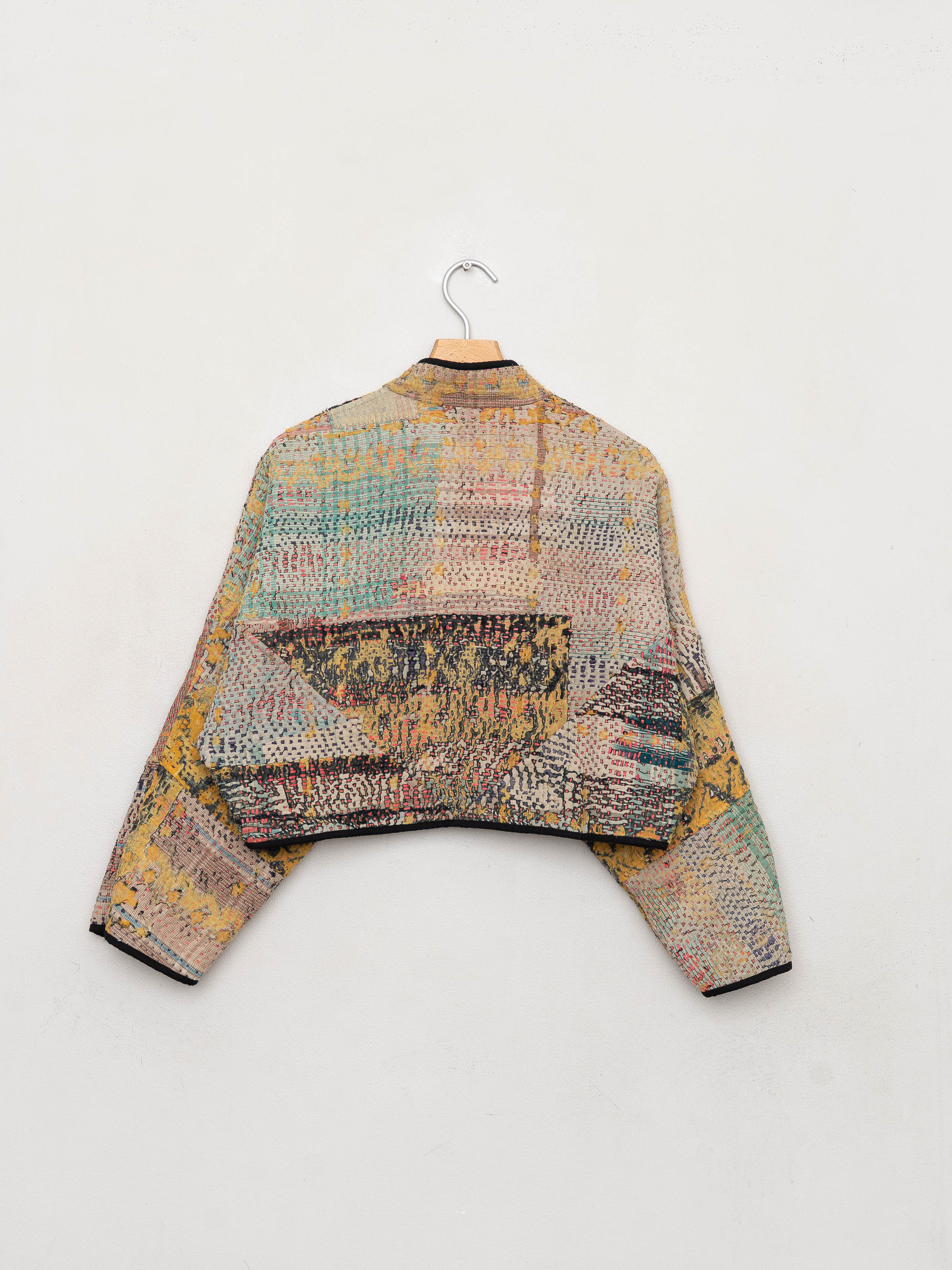 The Kaira Cropped Quilted Patchwork Kantha Jacket