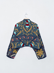The Kaira Cropped Suzani Quilted Kantha Jacket