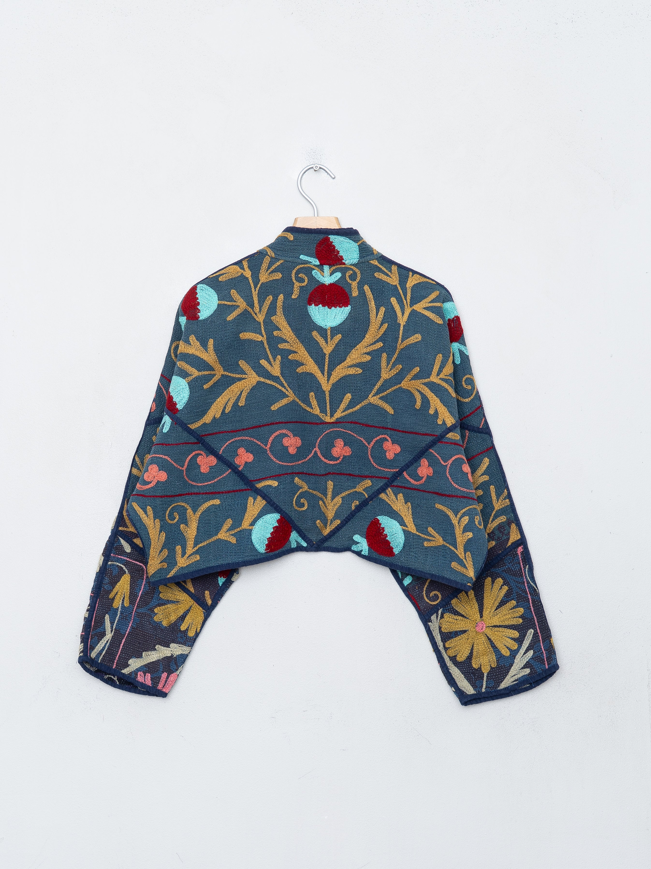 The Kaira Cropped Suzani Quilted Kantha Jacket