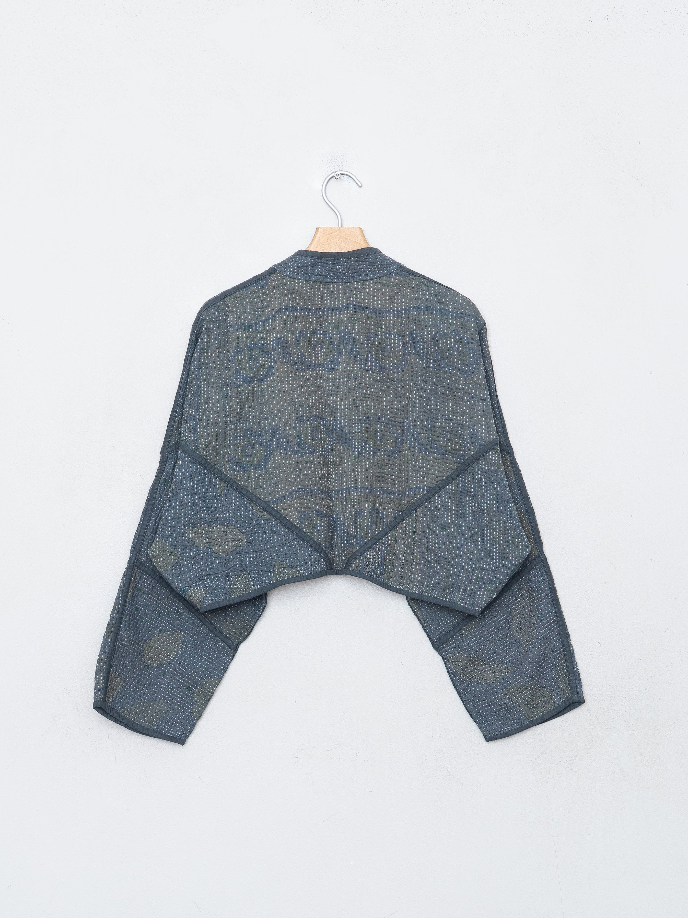 The Kaira Cropped Quilted Indigo Kantha Jacket