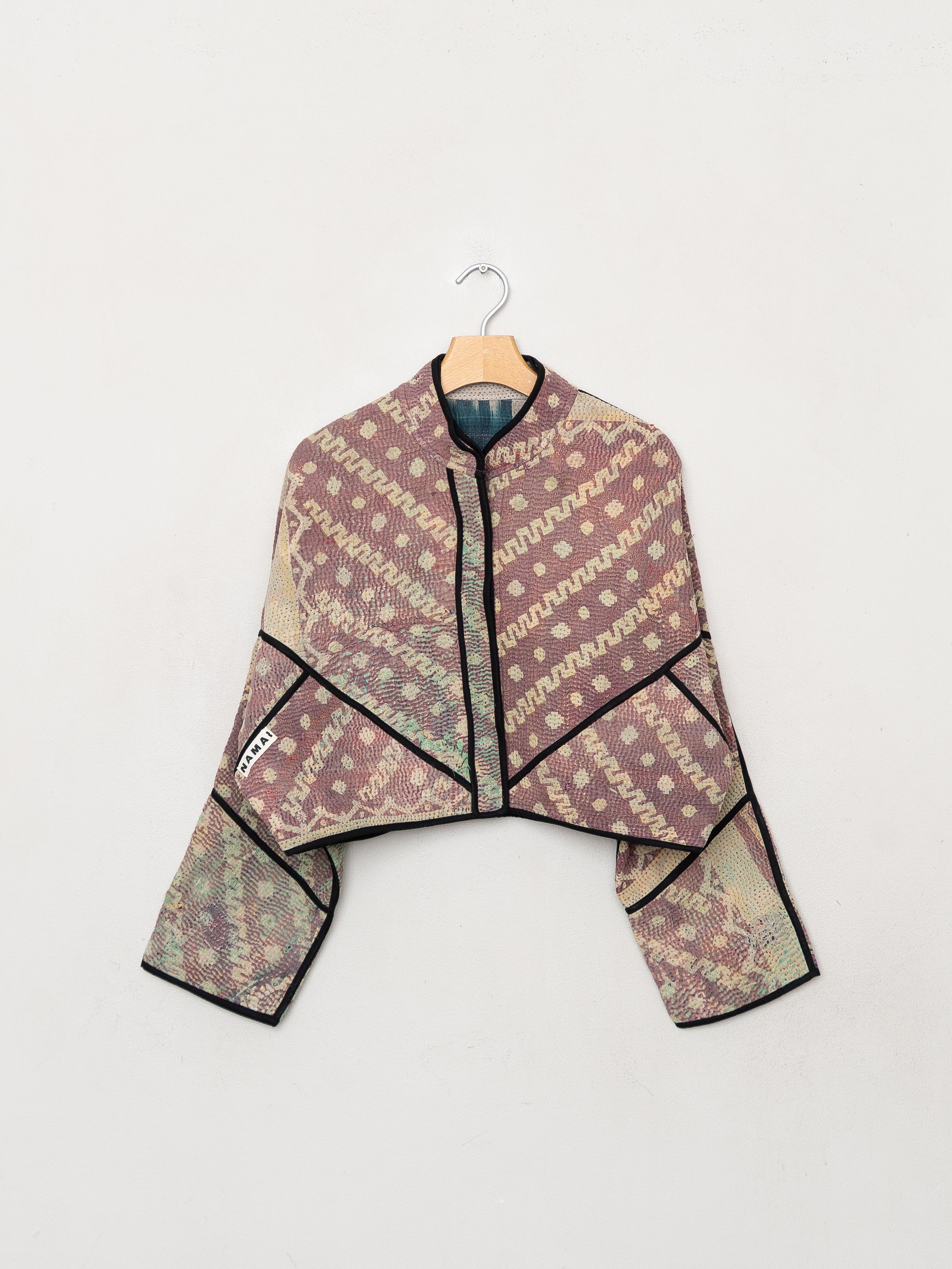 The Kaira Cropped Quilted Patchwork Kantha Jacket