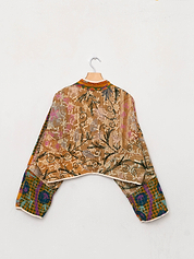 The Kaira Cropped Suzani Quilted Kantha Jacket
