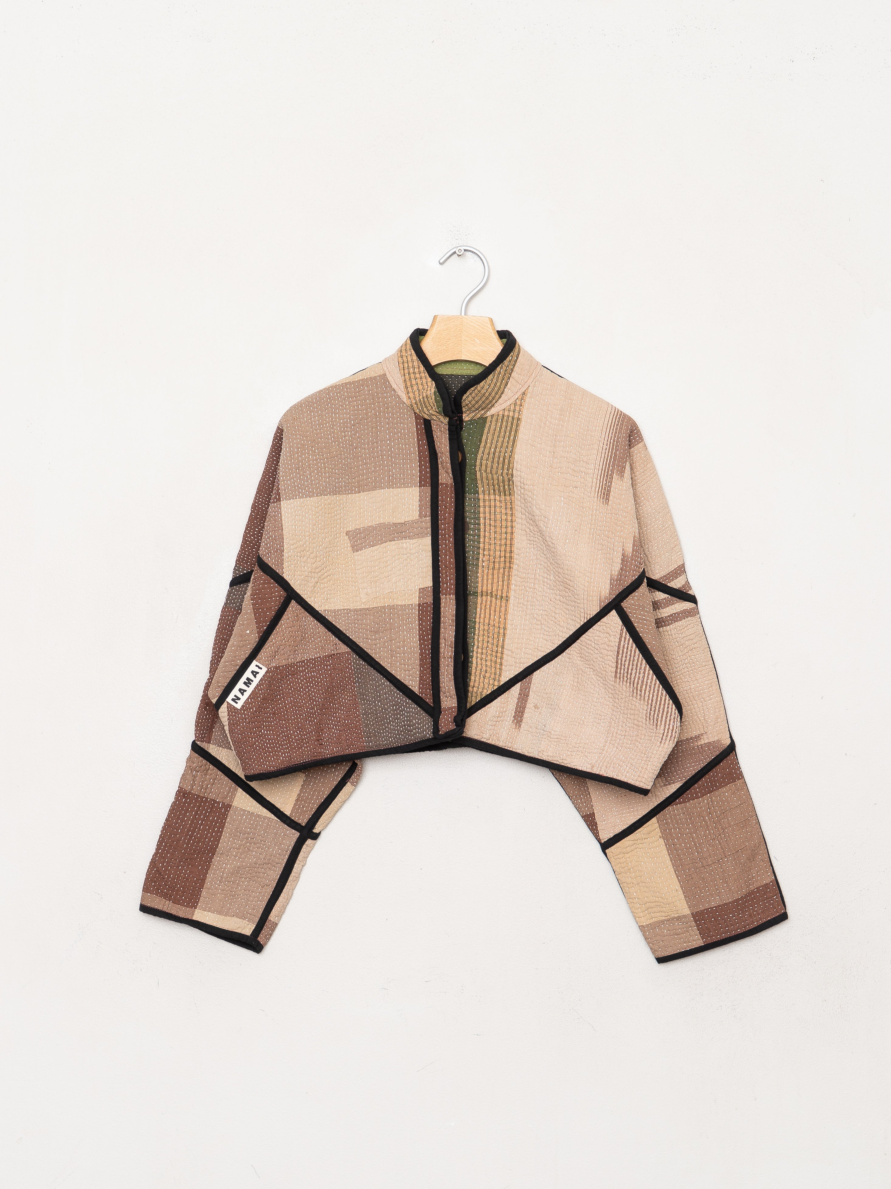 The Kaira Cropped Quilted Patchwork Kantha Jacket
