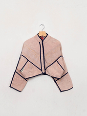 The Kaira Cropped Suzani Cut Out Kantha Jacket