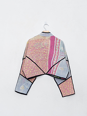 The Kaira Cropped Quilted Patchwork Kantha Jacket