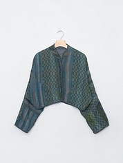 The Kaira Cropped Quilted Indigo Kantha Jacket