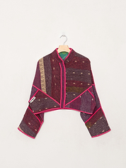 The Kaira Cropped Quilted Patchwork Kantha Jacket