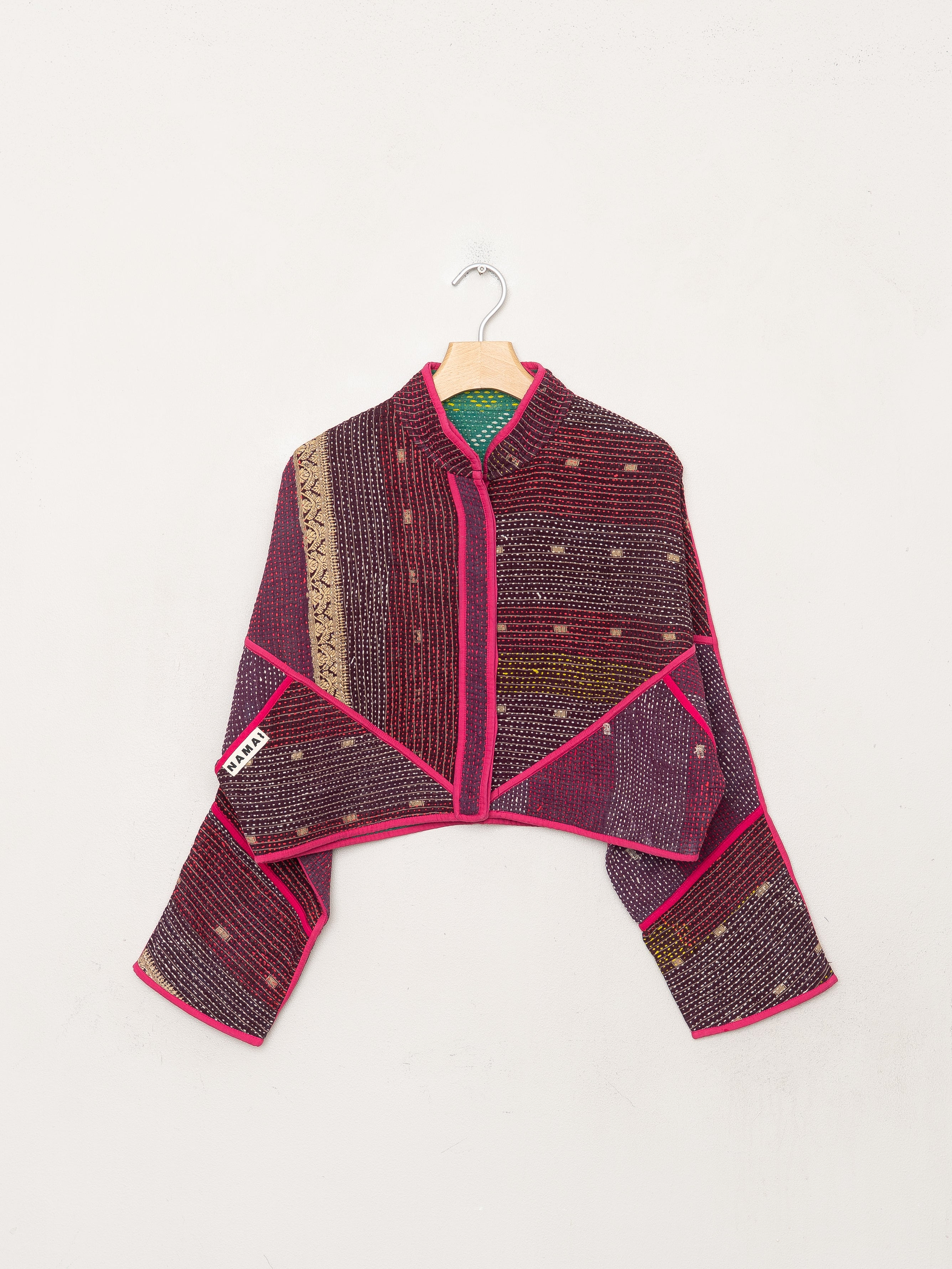 The Kaira Cropped Quilted Patchwork Kantha Jacket