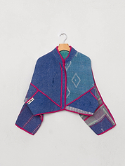 The Kaira Cropped Quilted Patchwork Kantha Jacket
