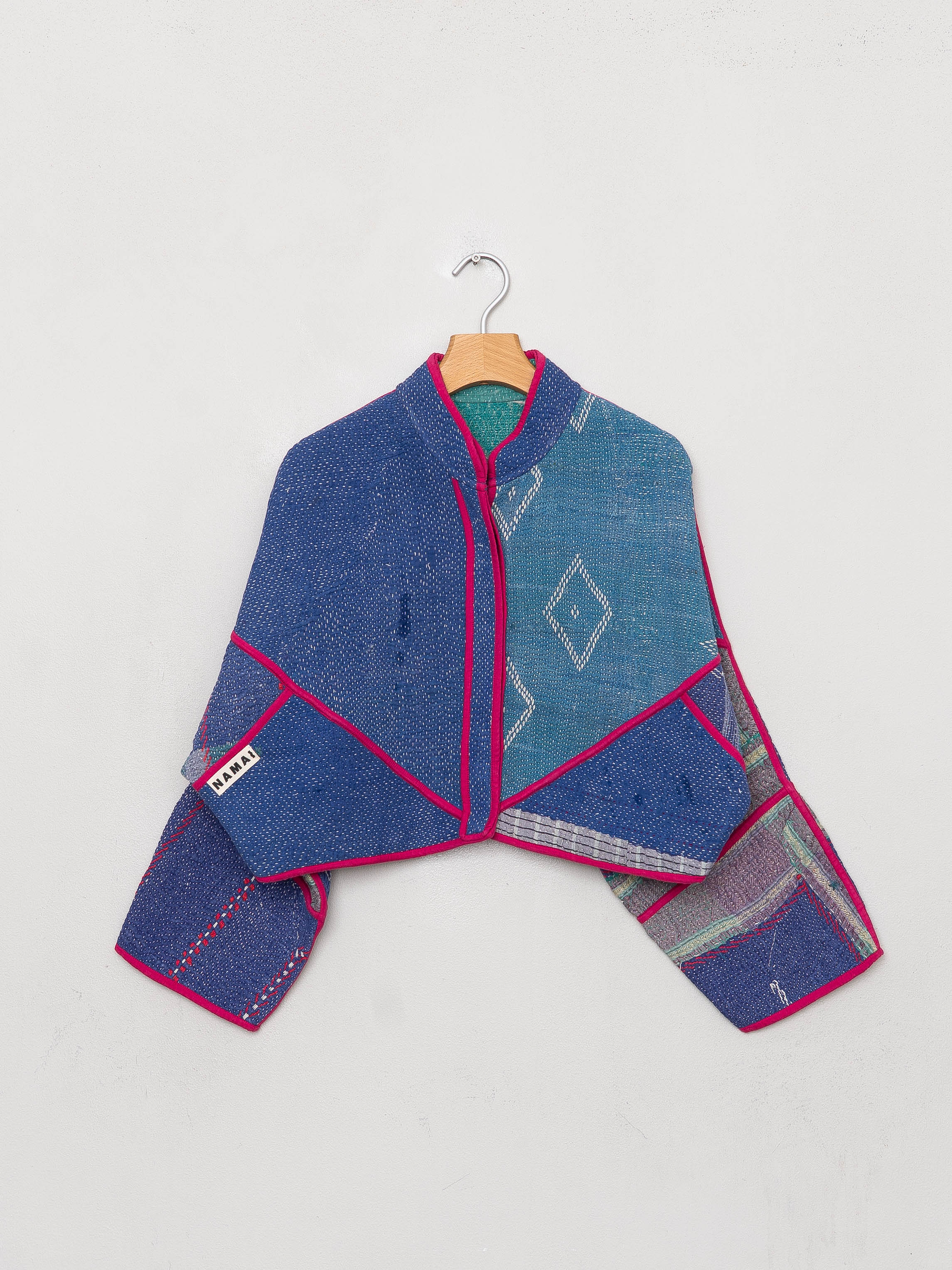 The Kaira Cropped Quilted Patchwork Kantha Jacket
