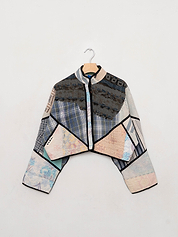 The Kaira Cropped Quilted Patchwork Kantha Jacket