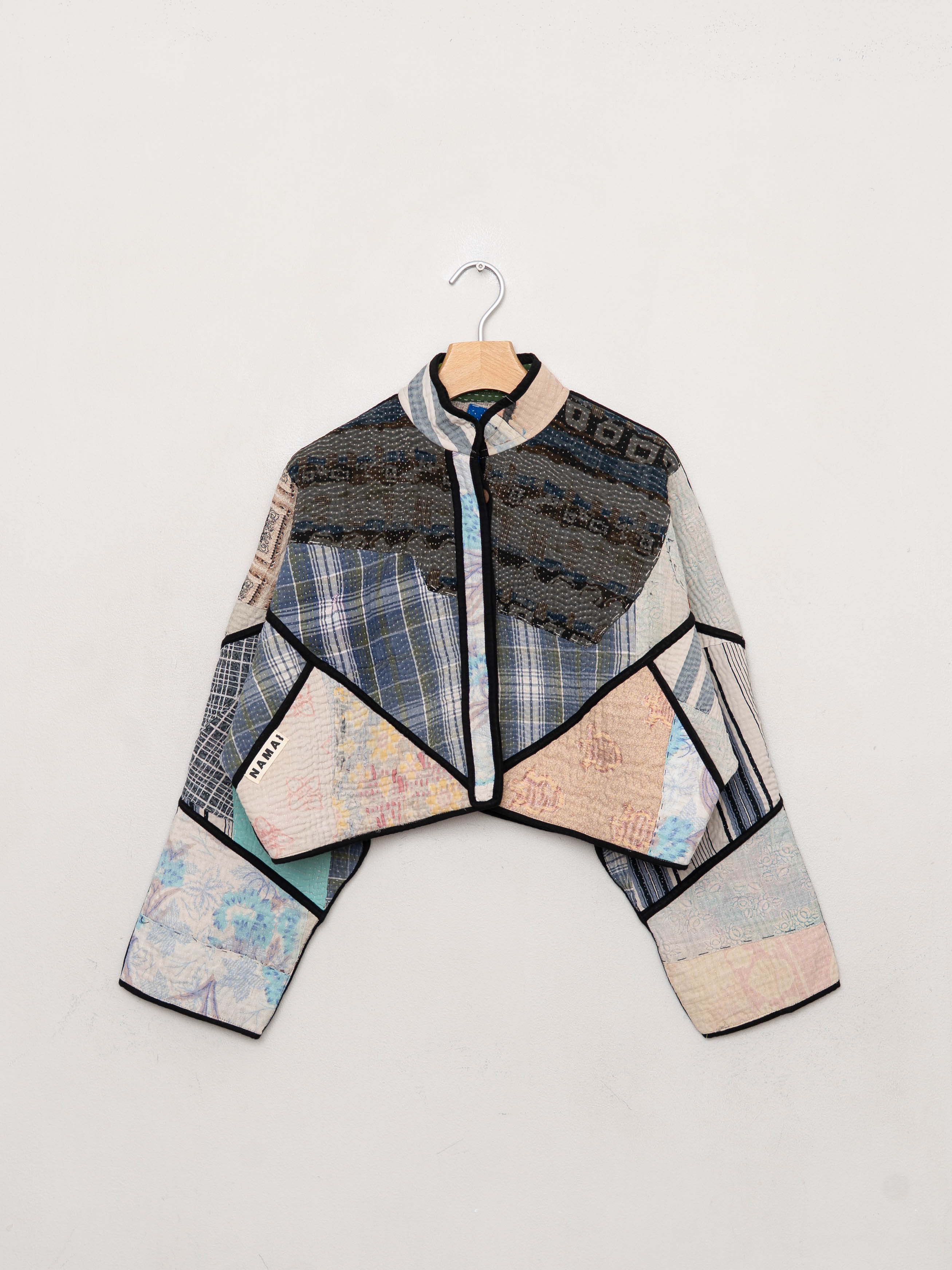 The Kaira Cropped Quilted Patchwork Kantha Jacket