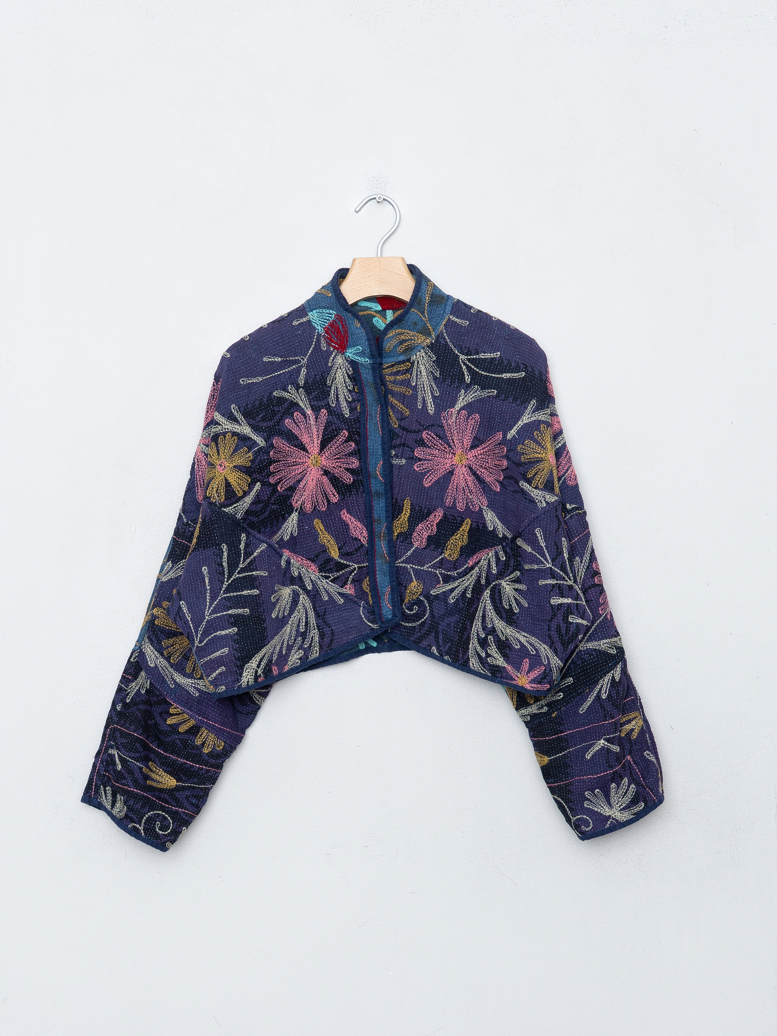 The Kaira Cropped Suzani Quilted Kantha Jacket