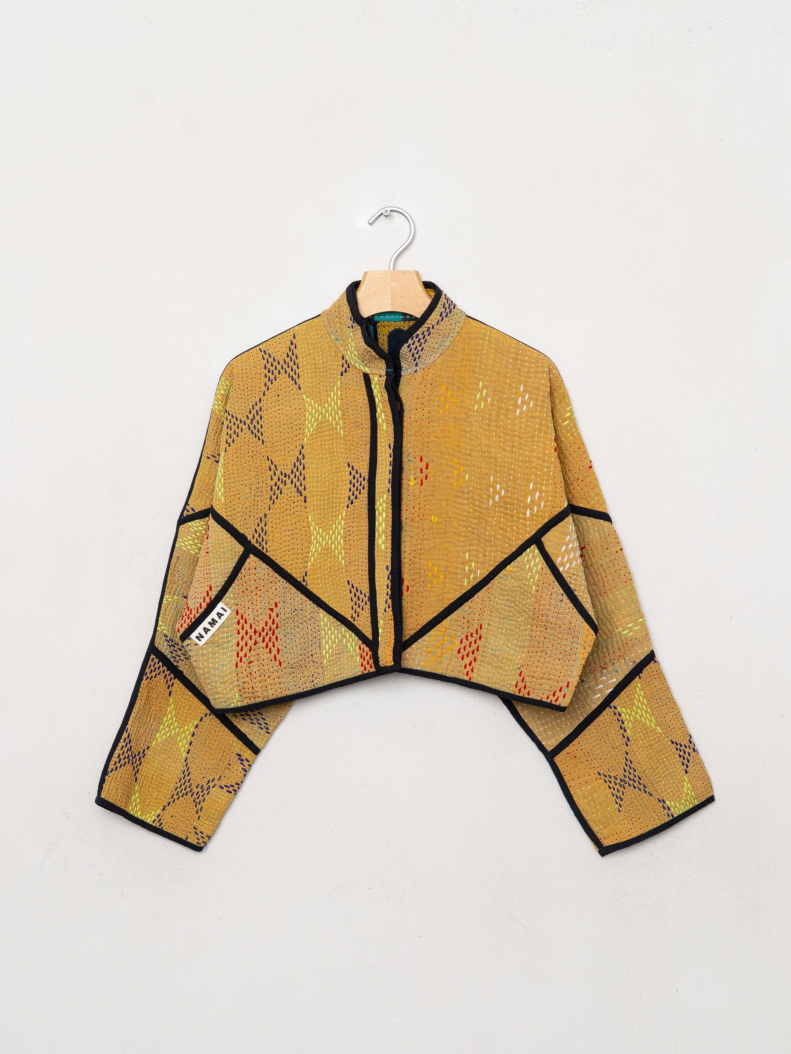 The Kaira Cropped Quilted Patchwork Kantha Jacket