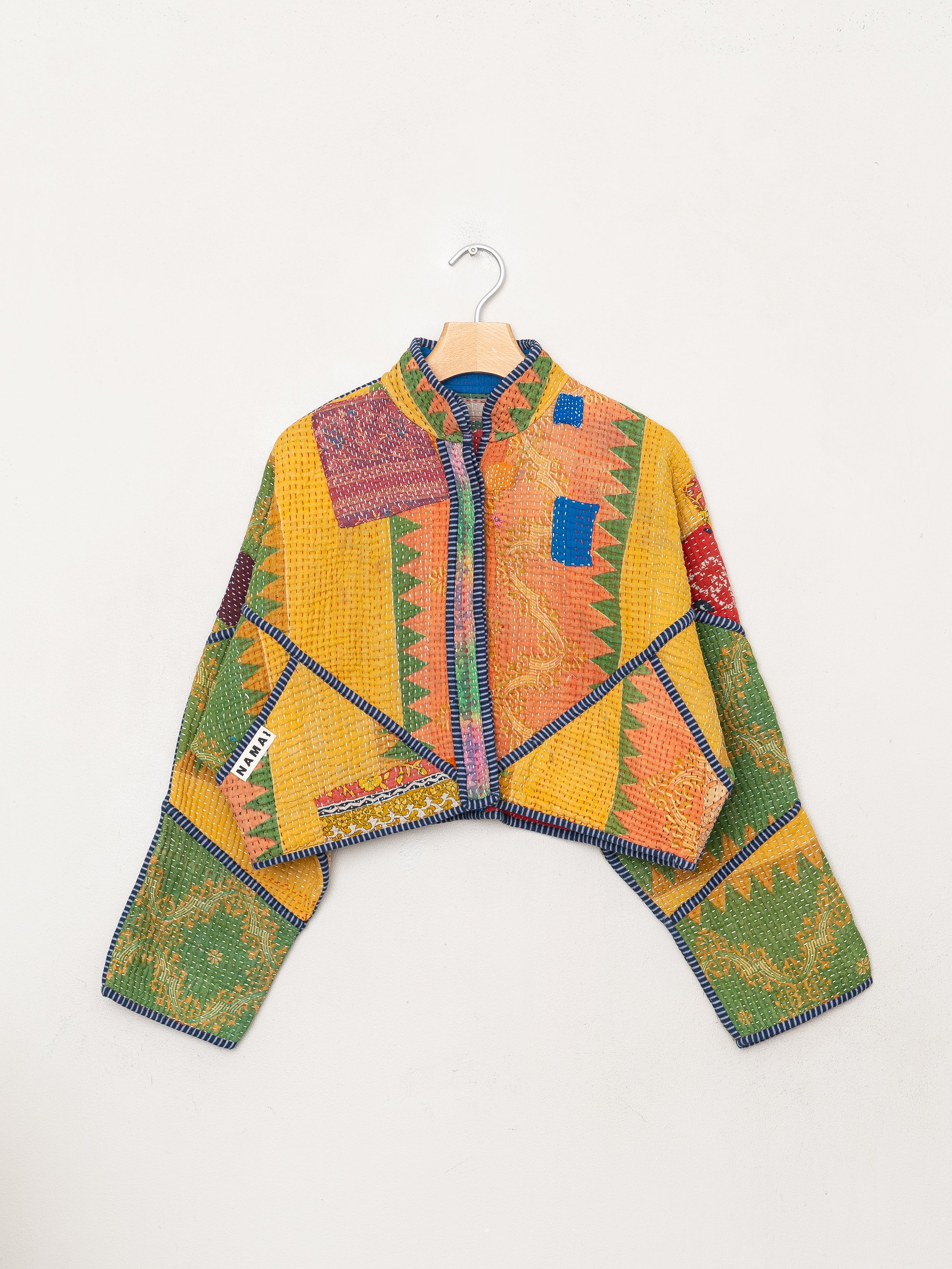 The Kaira Cropped Quilted Patchwork Kantha Jacket