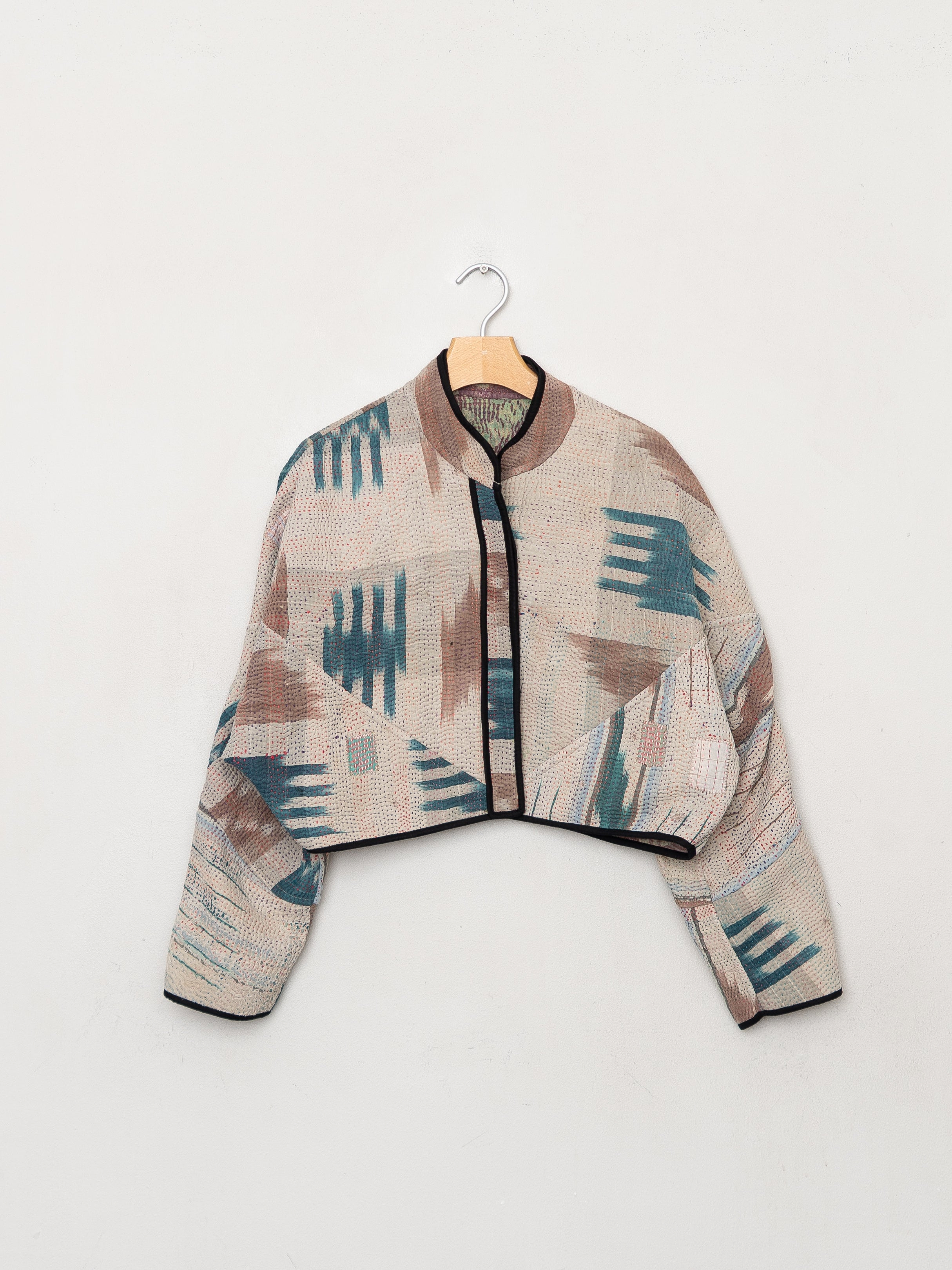 The Kaira Cropped Quilted Patchwork Kantha Jacket
