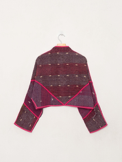 The Kaira Cropped Quilted Patchwork Kantha Jacket
