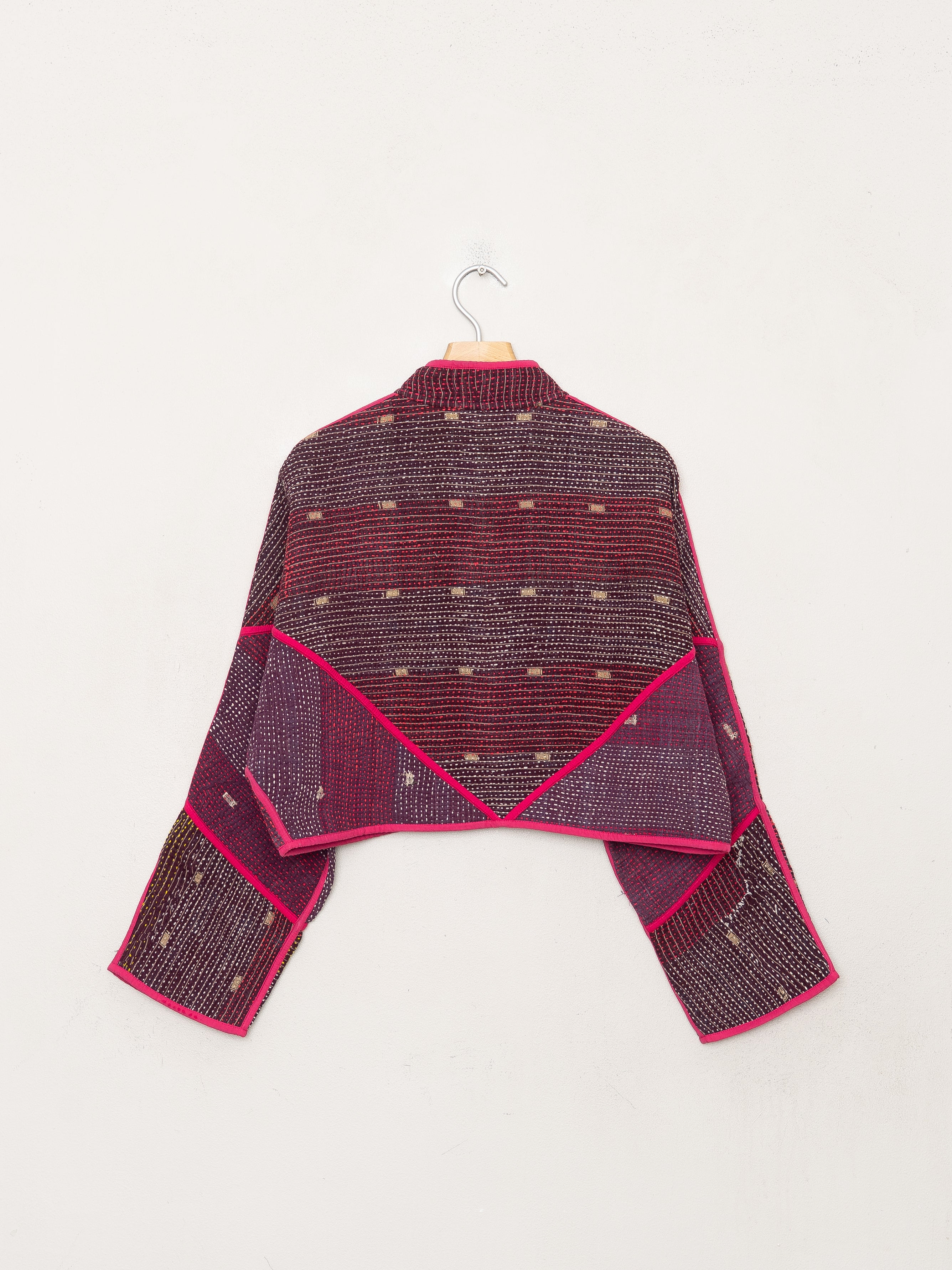 The Kaira Cropped Quilted Patchwork Kantha Jacket
