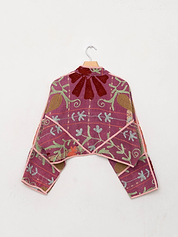 The Kaira Cropped Suzani Quilted Kantha Jacket