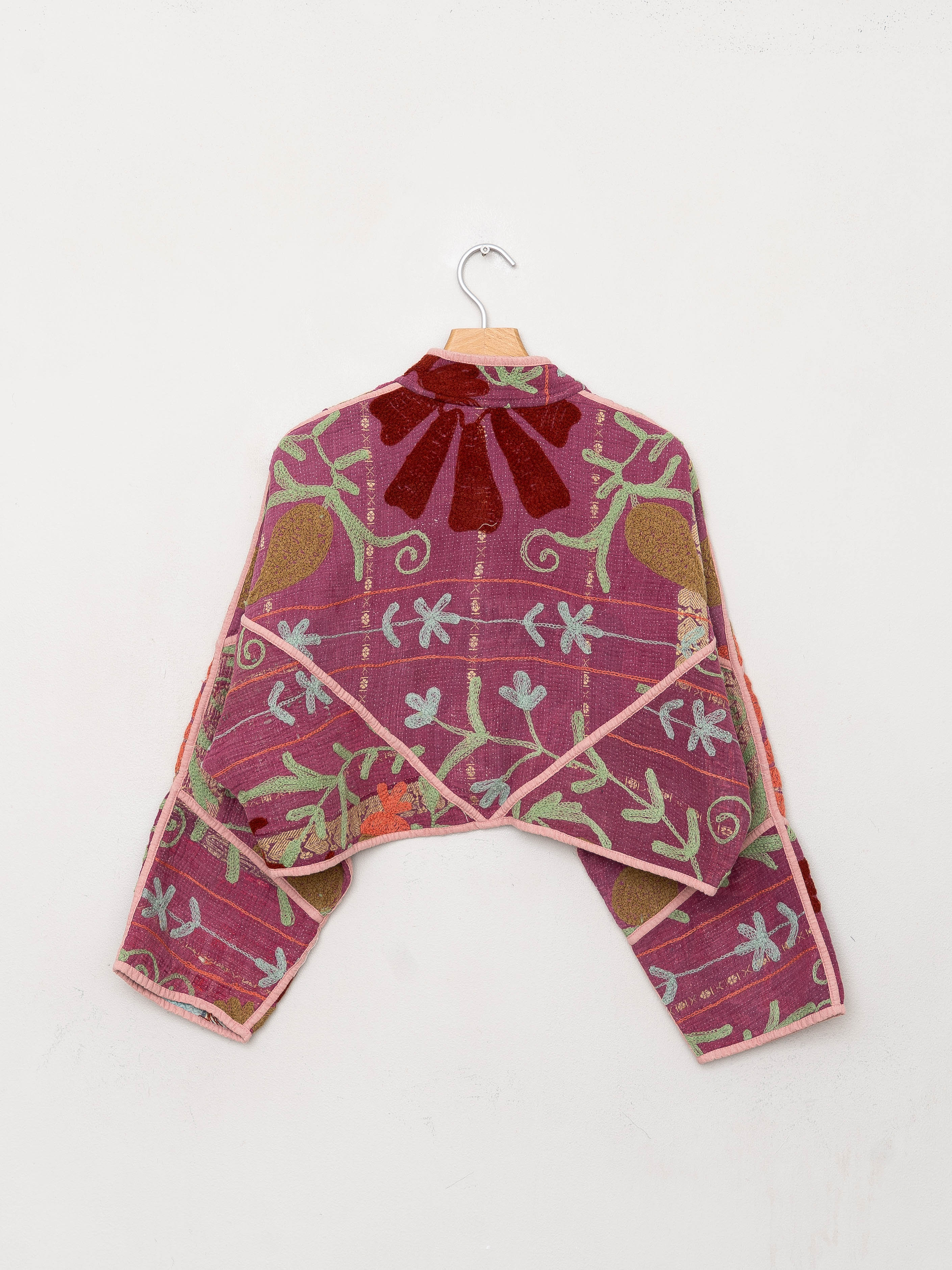 The Kaira Cropped Suzani Quilted Kantha Jacket