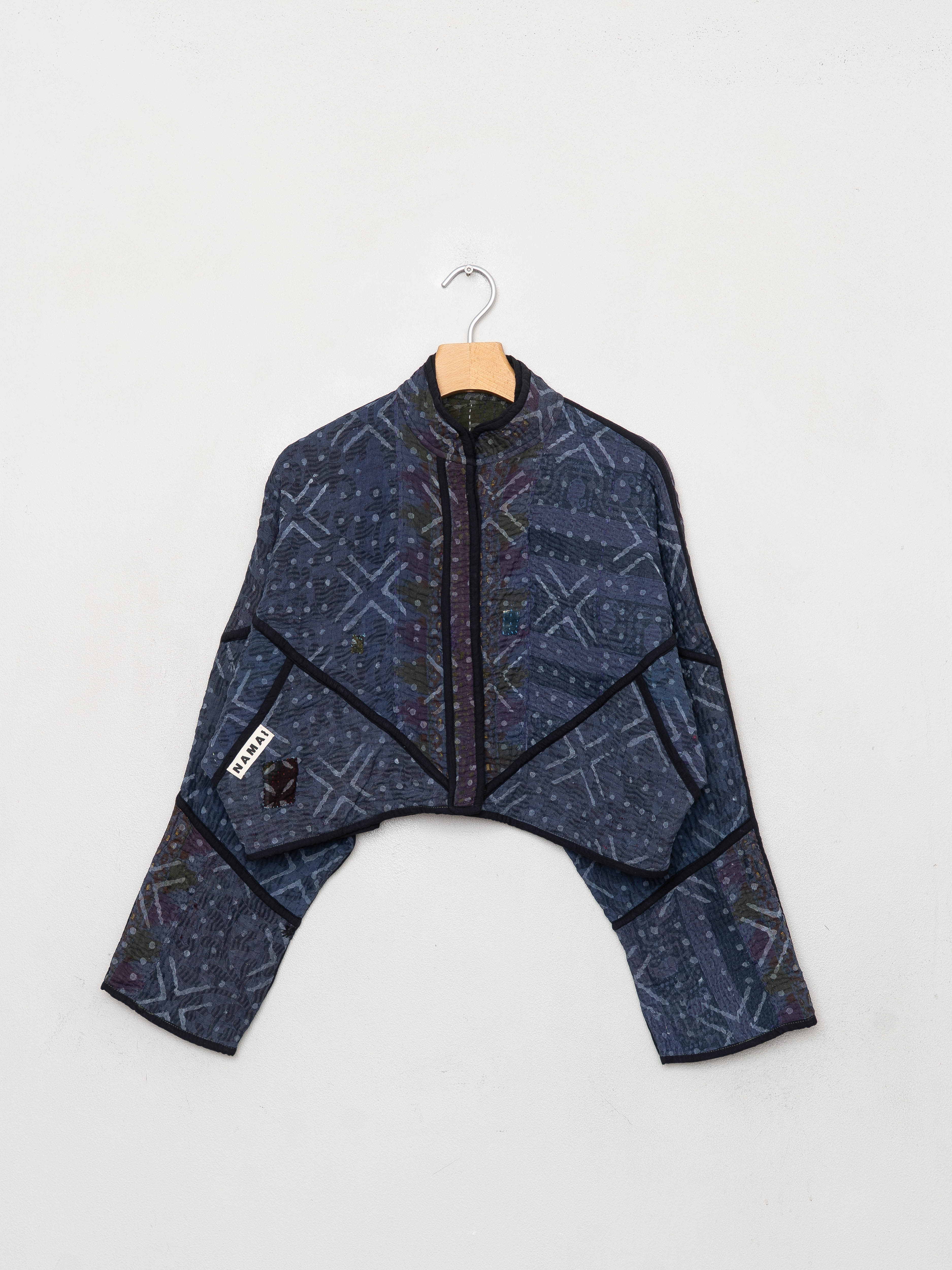 The Kaira Cropped Quilted Indigo Kantha Jacket