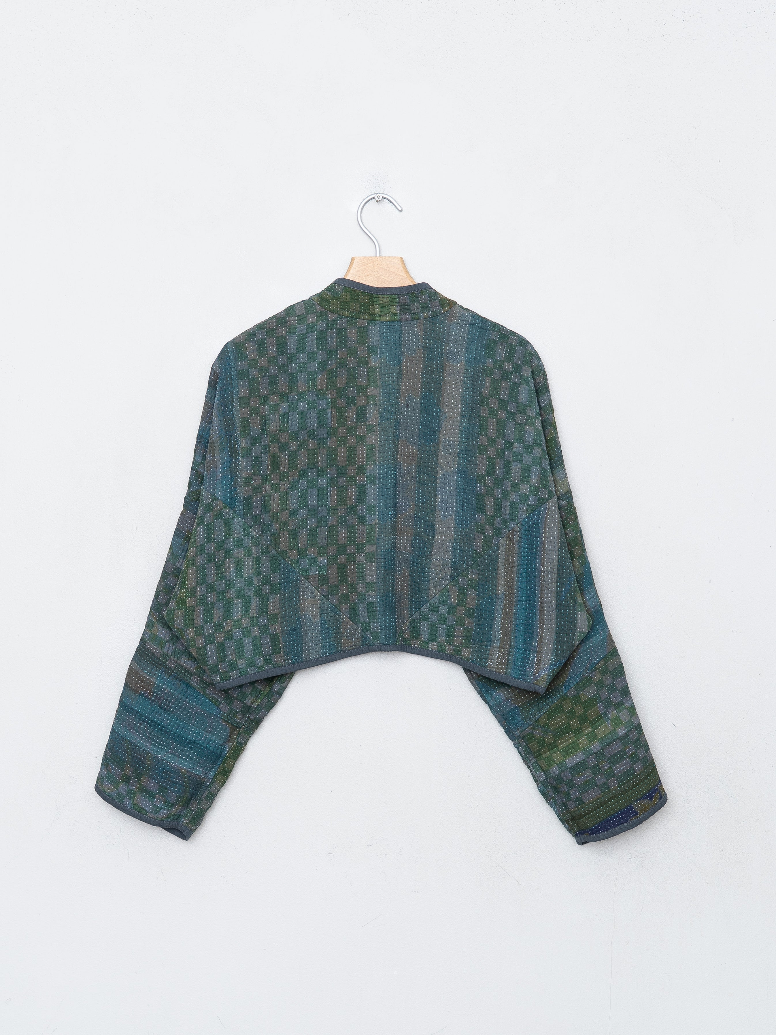 The Kaira Cropped Quilted Indigo Kantha Jacket