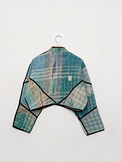 The Kaira Cropped Quilted Patchwork Kantha Jacket