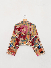 The Kaira Cropped Suzani Quilted Kantha Jacket