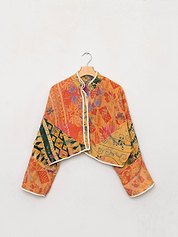 The Kaira Cropped Suzani Quilted Kantha Jacket