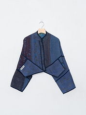 The Kaira Cropped Quilted Indigo Kantha Jacket