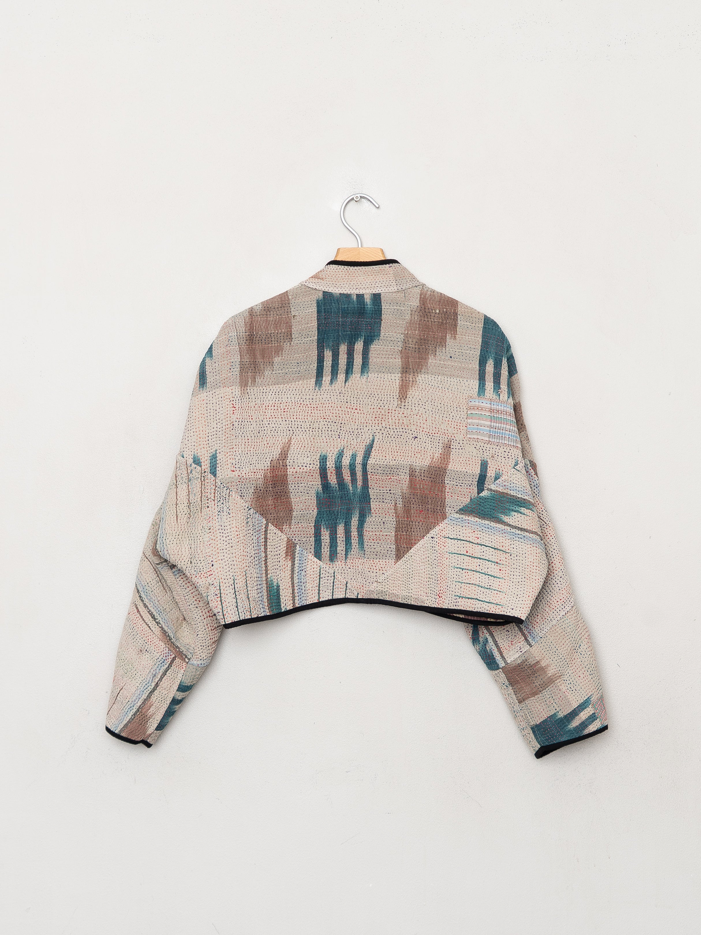 The Kaira Cropped Quilted Patchwork Kantha Jacket