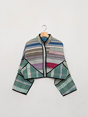 The Kaira Cropped Quilted Patchwork Kantha Jacket