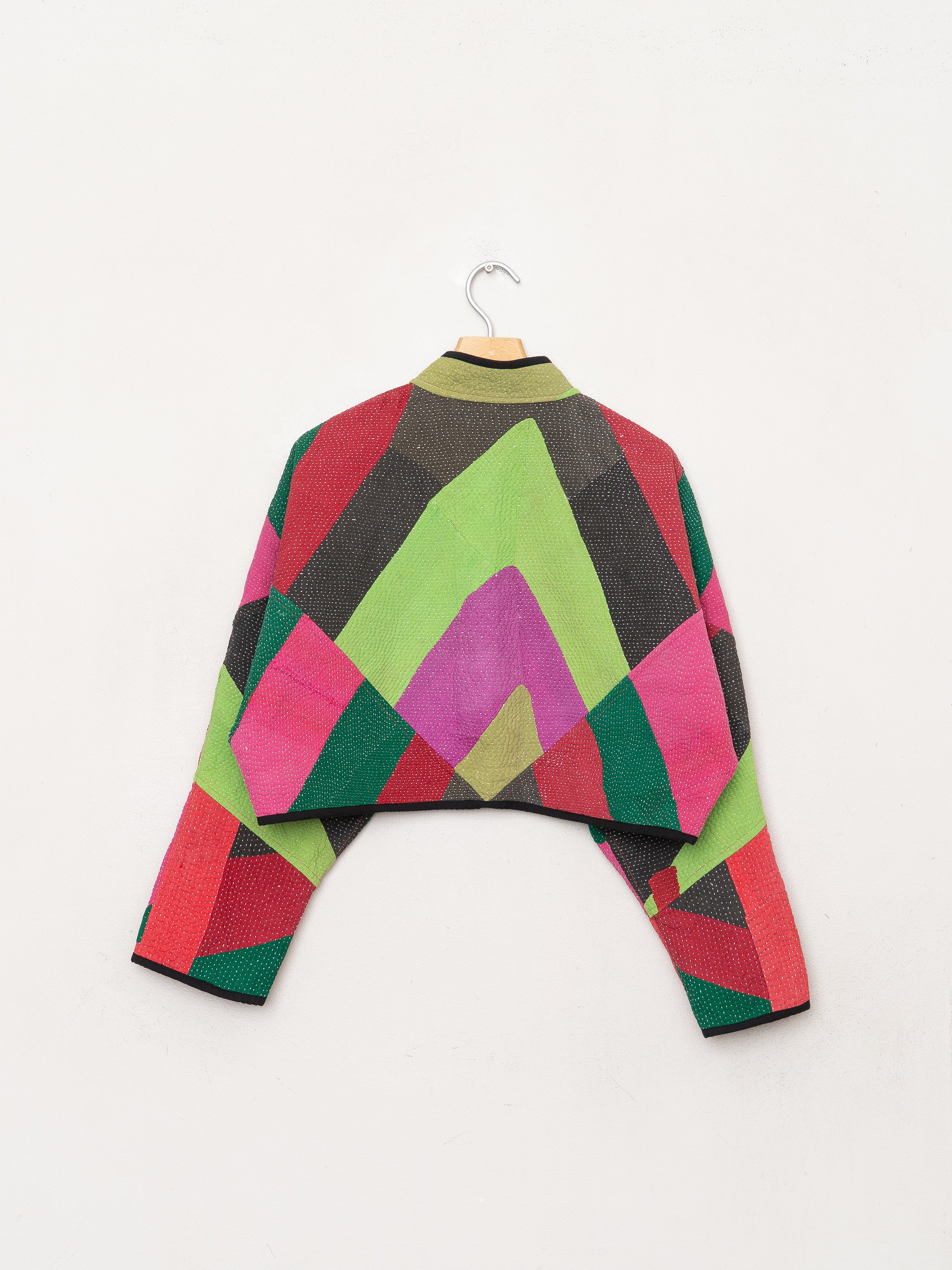The Kaira Cropped Quilted Patchwork Kantha Jacket