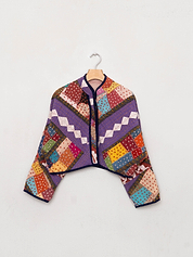 The Kaira Cropped Suzani Cut Out Kantha Jacket