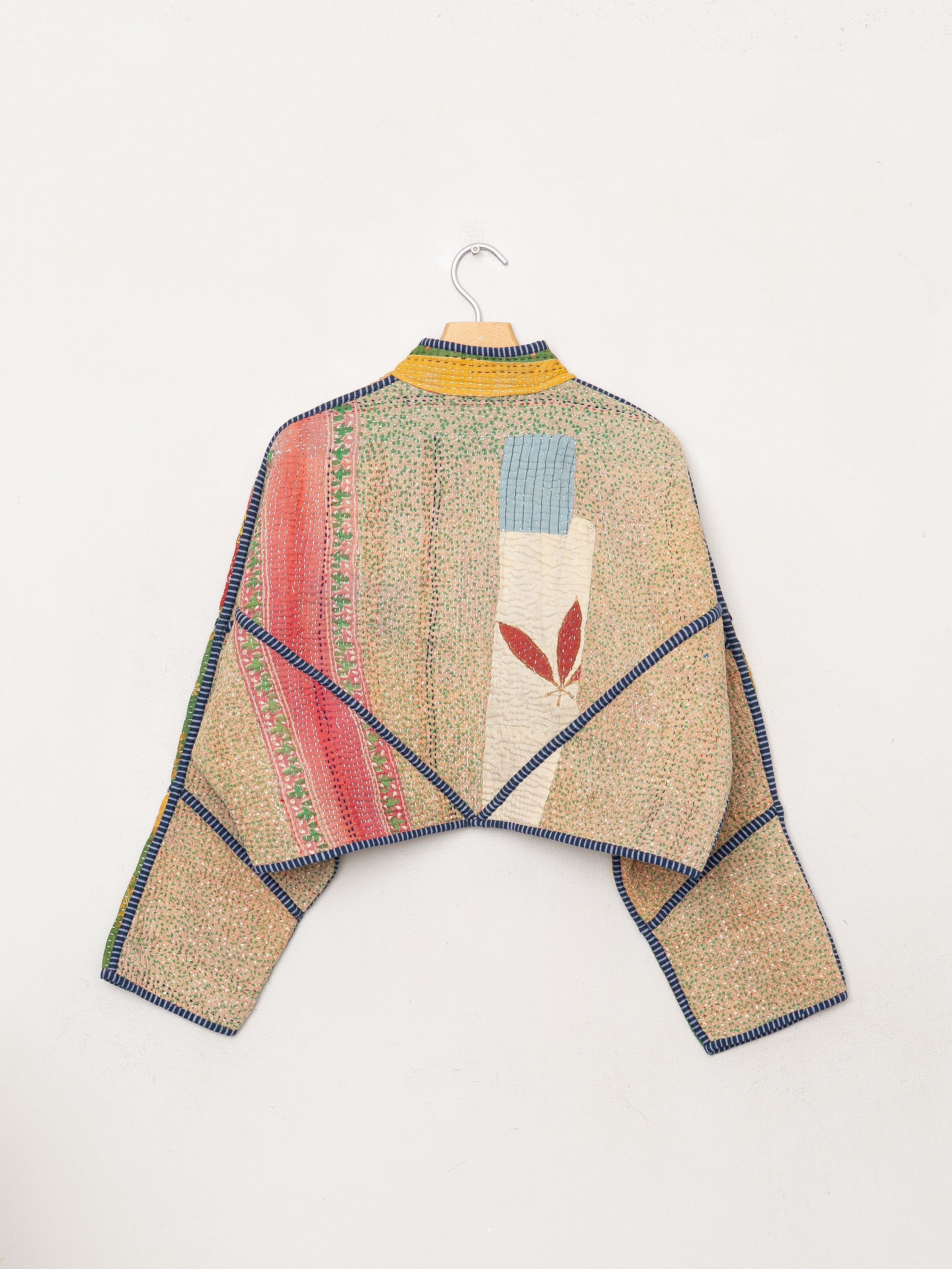 The Kaira Cropped Quilted Patchwork Kantha Jacket