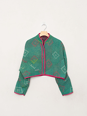 The Kaira Cropped Quilted Patchwork Kantha Jacket
