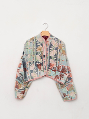 The Kaira Cropped Suzani Quilted Kantha Jacket