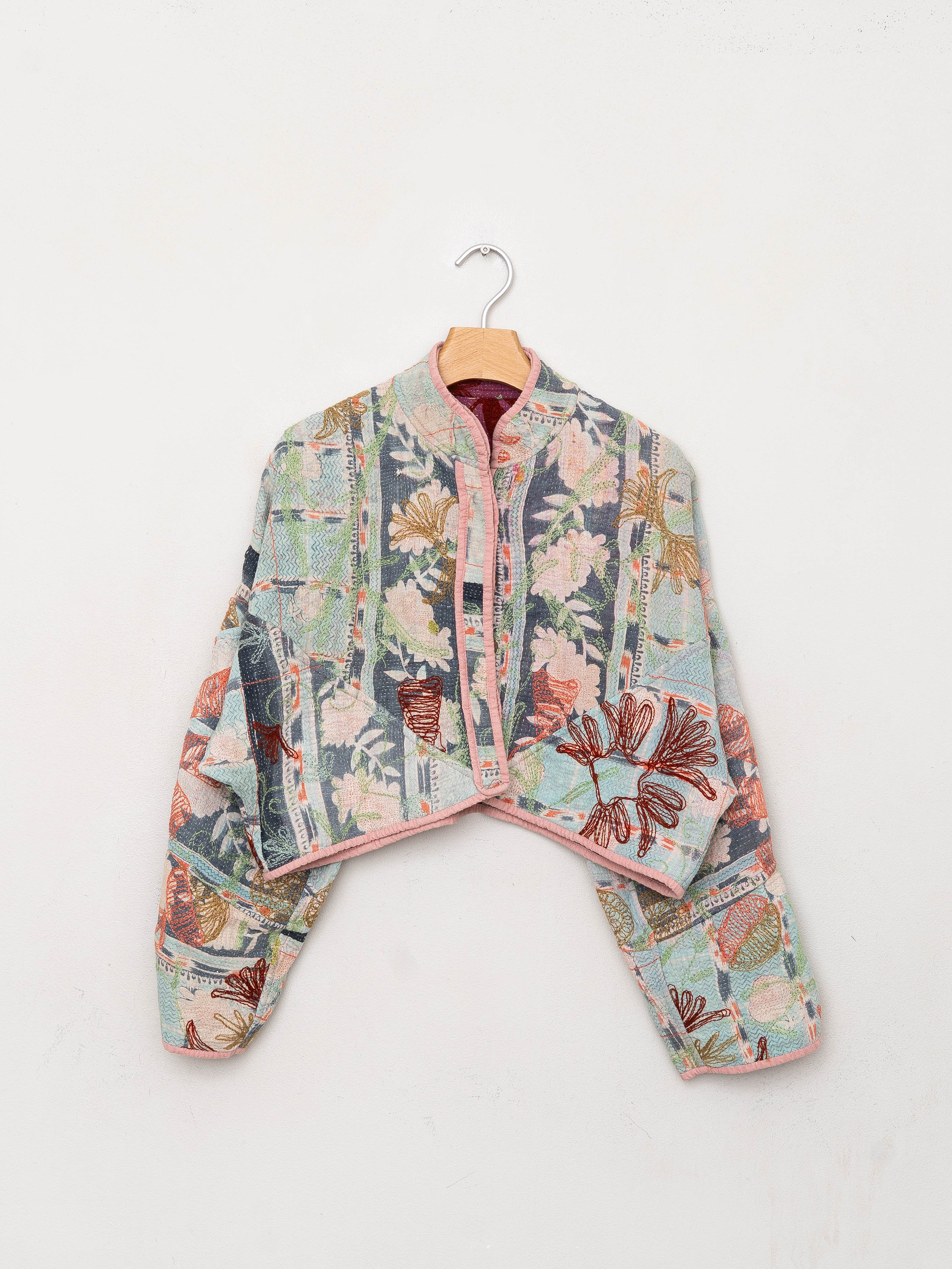 The Kaira Cropped Suzani Quilted Kantha Jacket