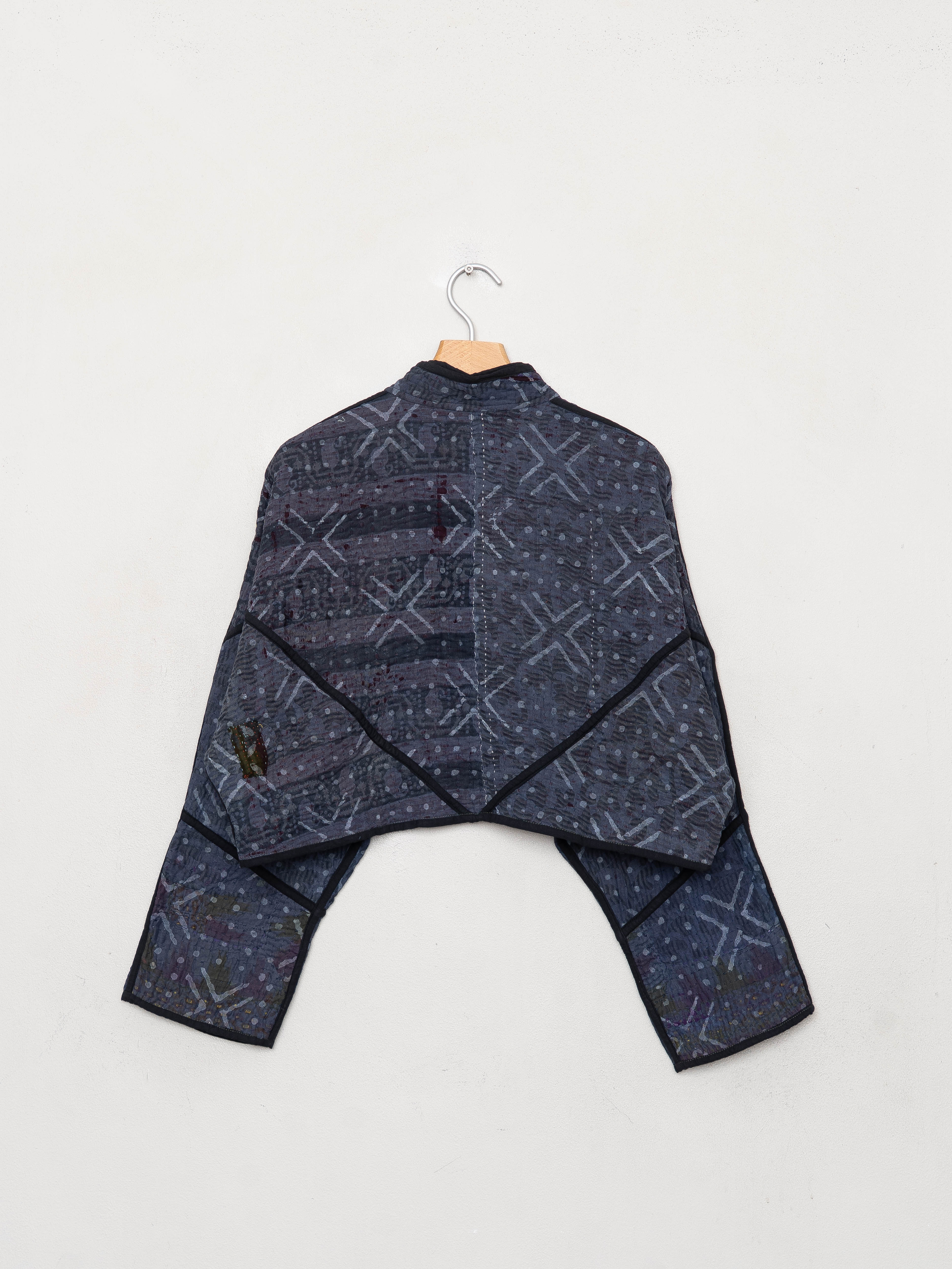 The Kaira Cropped Quilted Indigo Kantha Jacket