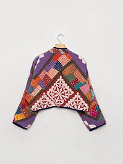 The Kaira Cropped Suzani Cut Out Kantha Jacket