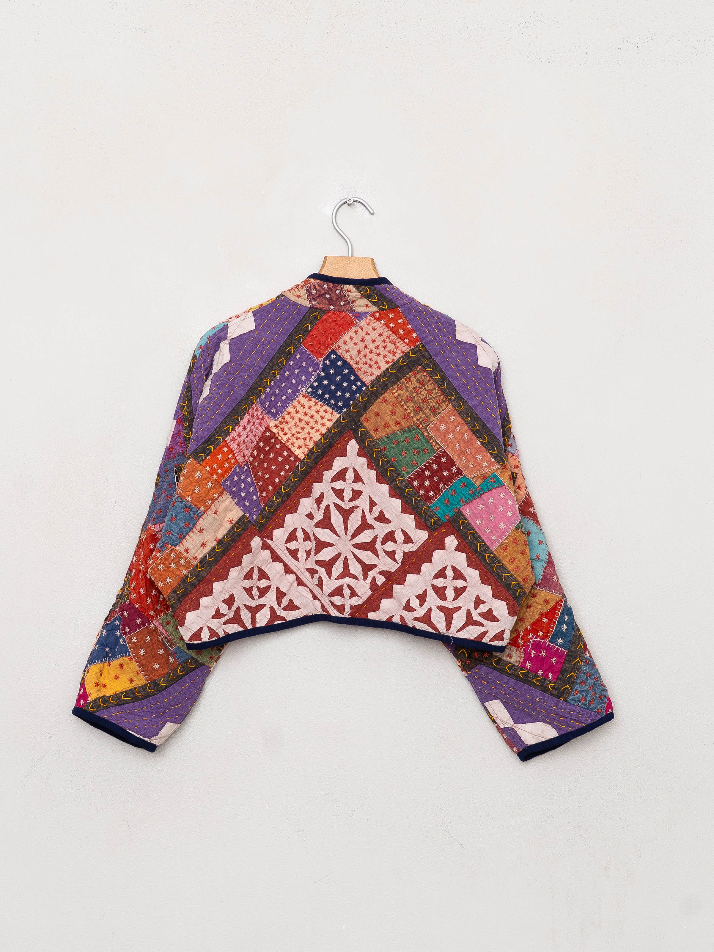 The Kaira Cropped Suzani Cut Out Kantha Jacket