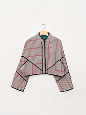 The Kaira Cropped Quilted Patchwork Kantha Jacket