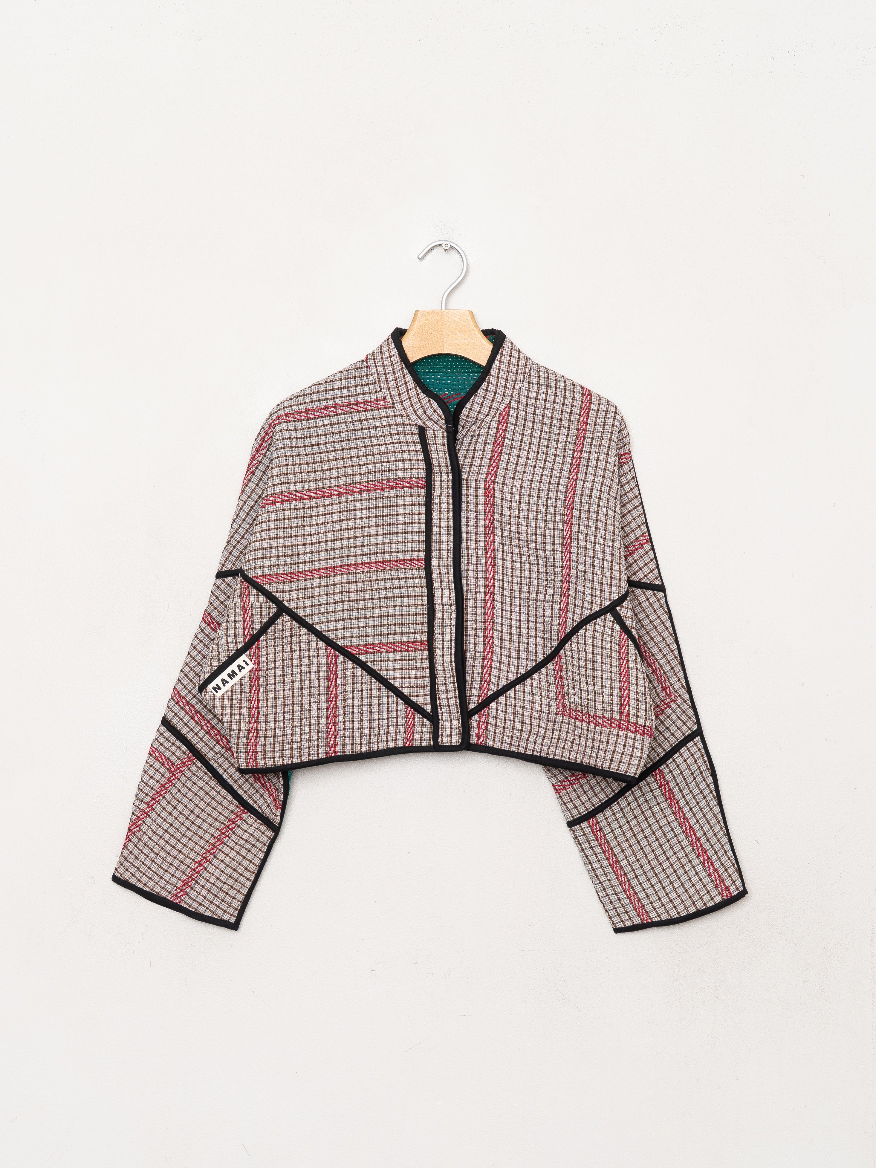 The Kaira Cropped Quilted Patchwork Kantha Jacket