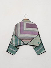 The Kaira Cropped Quilted Patchwork Kantha Jacket