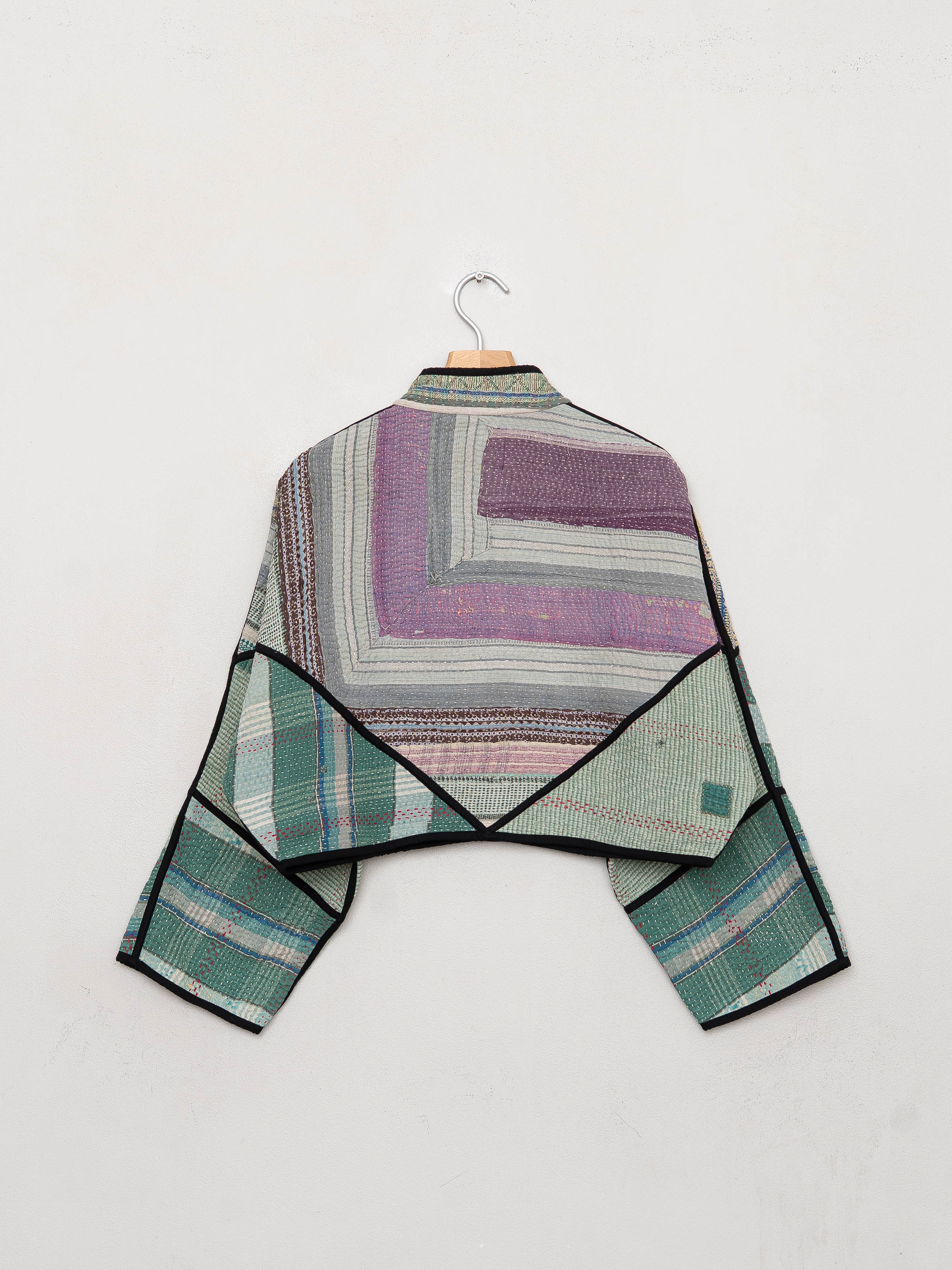 The Kaira Cropped Quilted Patchwork Kantha Jacket