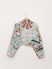 The Kaira Cropped Suzani Quilted Kantha Jacket