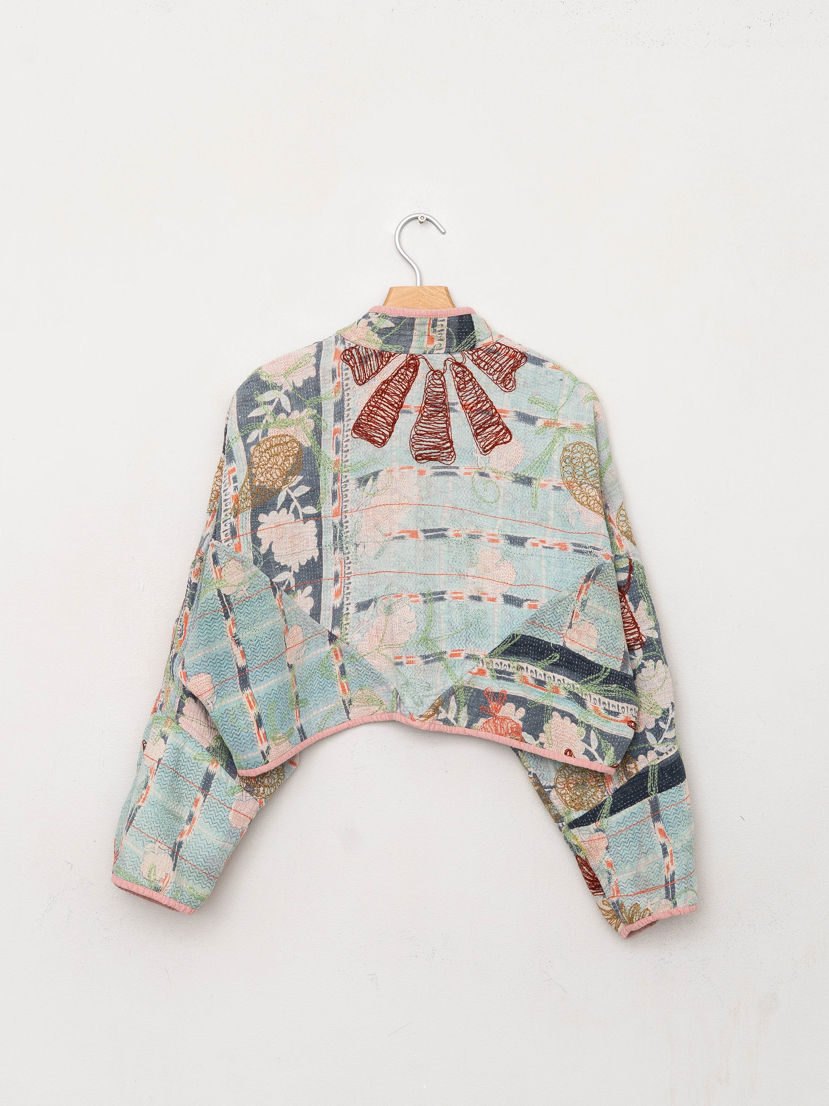The Kaira Cropped Suzani Quilted Kantha Jacket