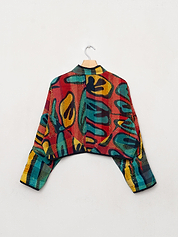 The Kaira Cropped Quilted Patchwork Kantha Jacket