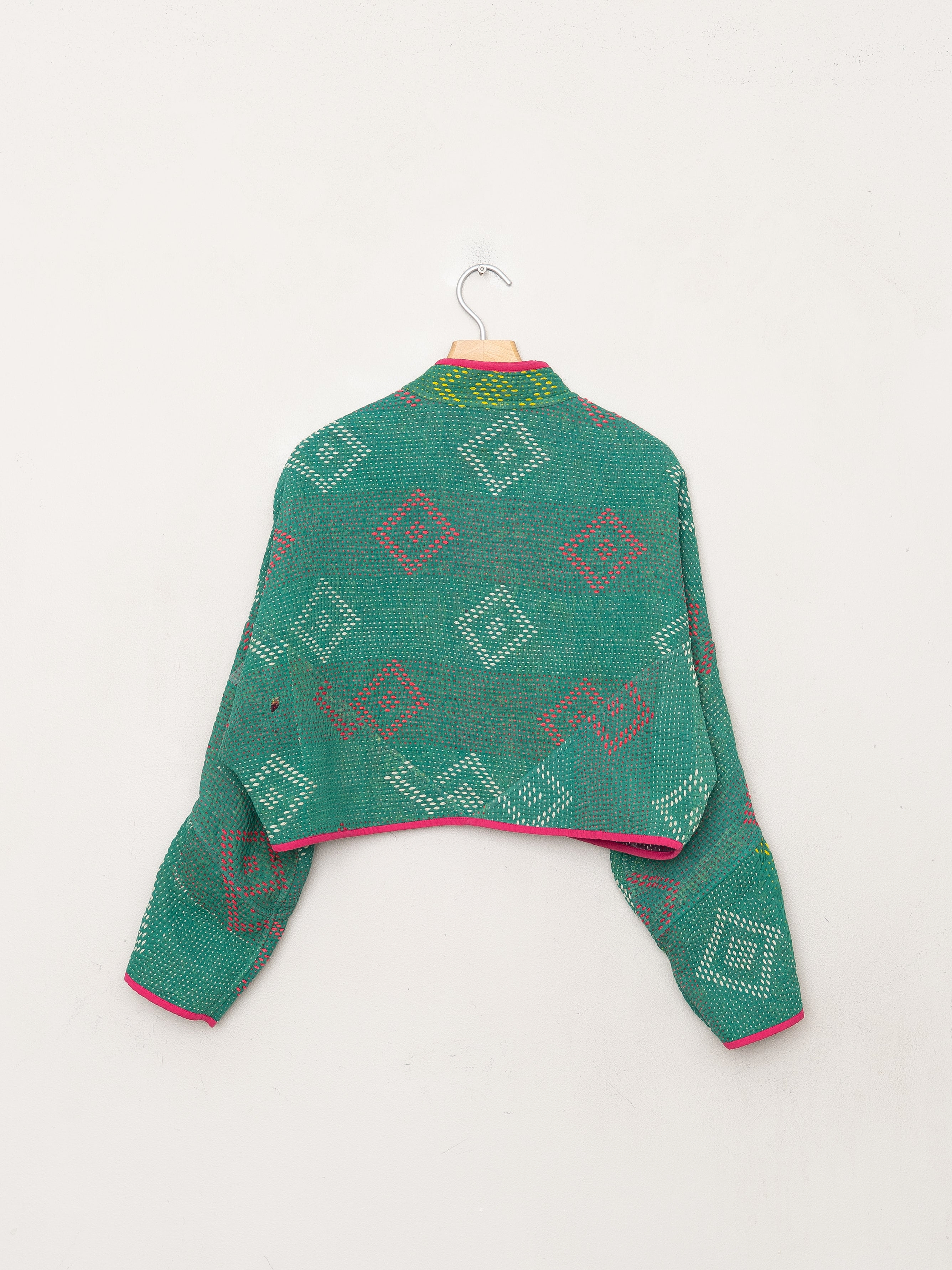 The Kaira Cropped Quilted Patchwork Kantha Jacket